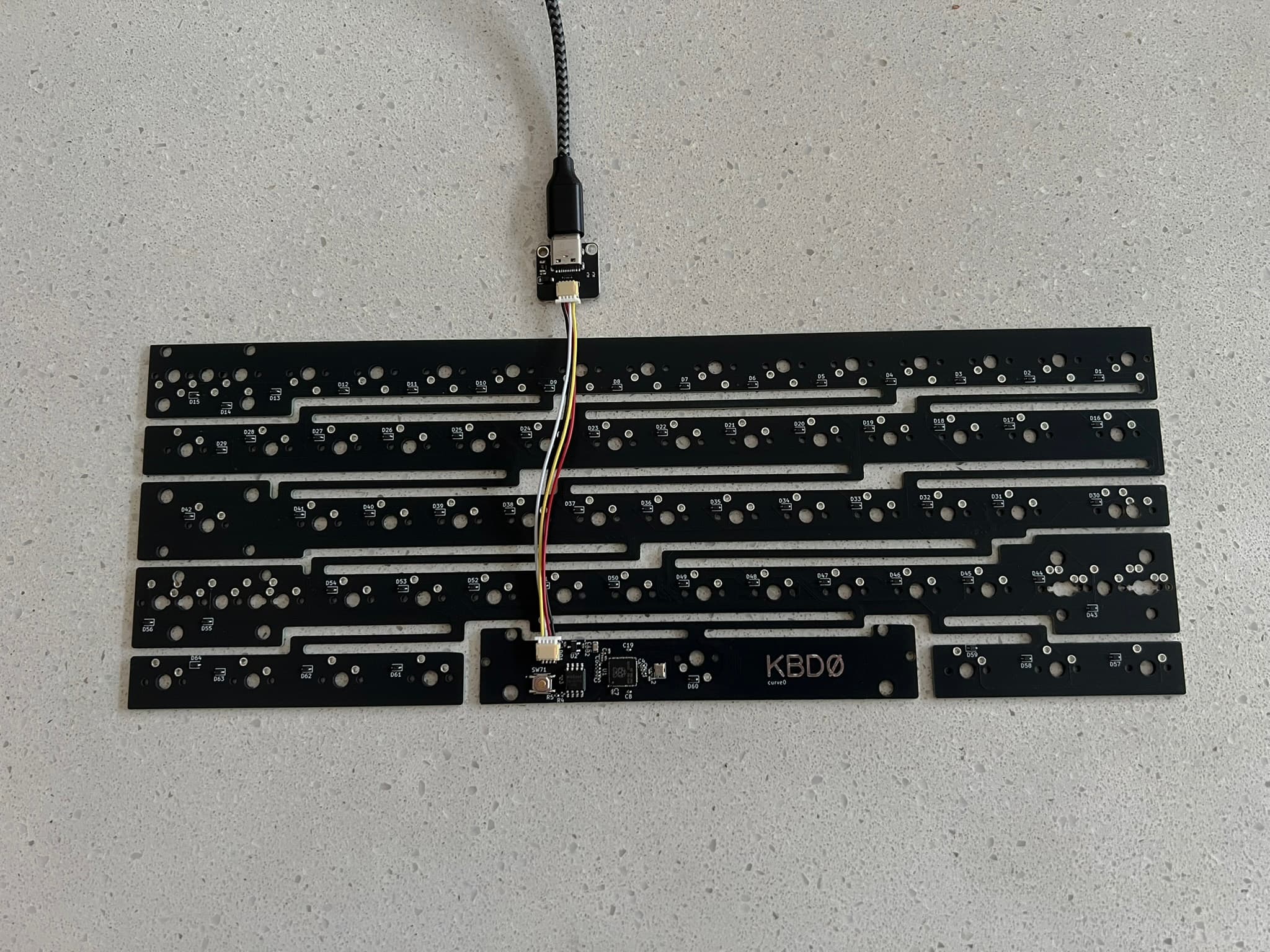 Curve0 PCB and daughterboard connected